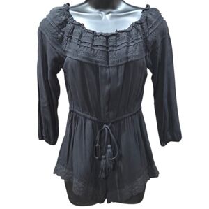 re:named Black Lace Trim Off The Shoulder Romper Size S